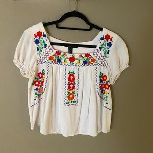 forever 21 embroidered mock mexican blouse